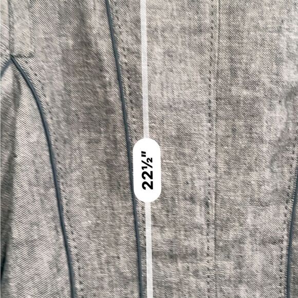 H&M Grey Fully Lined Linen Jacket with black piping and front pockets sz16 - Picture 8 of 12